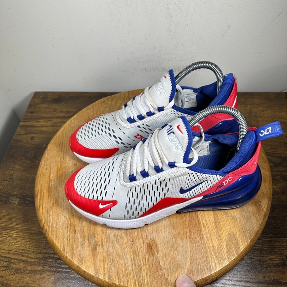Nike Air Max 270 CW5855-100 White Red Blue Athletic Shoes Size 8 - Picture 7 of 8